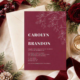 Faire-part de mariage floral moderne Cranberry