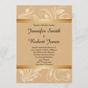 Faire-part de mariage floral moderne de bronze