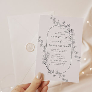 Faire-part de mariage floral moderne esquissé