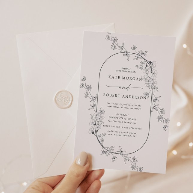 Faire-part de mariage floral moderne esquissé (Créateur téléchargé)