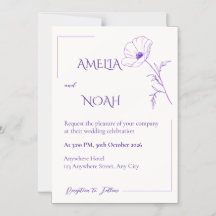Faire-part de mariage floral moderne ligne art pou