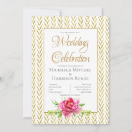 Faire-part de mariage Floral Or et Rose