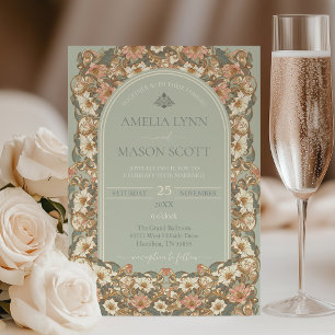 Faire-part de mariage Floral Orné