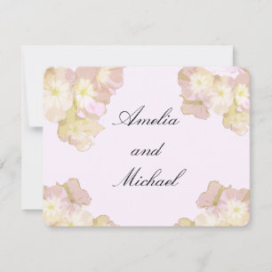 Faire-part de mariage floral pêche et crème pastel