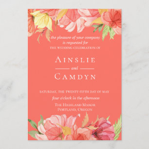 Faire-part de mariage floral peint