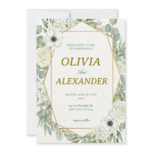 Faire-part de mariage floral plante verte naturell