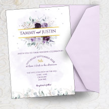 Faire-part de mariage Floral pourpre, blanc et Lil