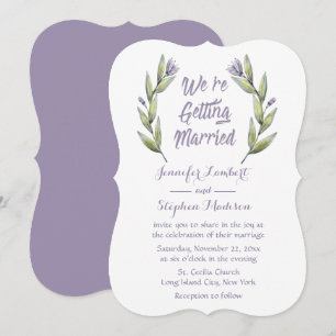 Faire-part de mariage floral pourpre Feuille de la