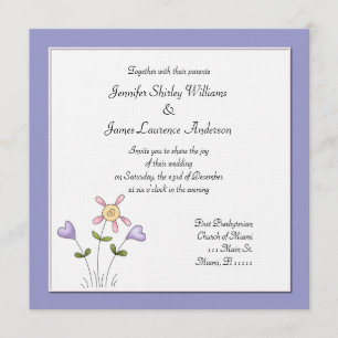 Faire-part de mariage floral pourpre lunatique