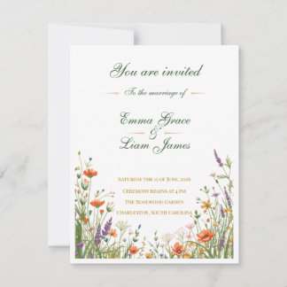 Faire-part de mariage floral Prairie Fleur Sauvage