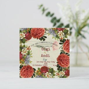 Faire-part de mariage Floral Retro
