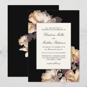 Faire-part de mariage floral riche et lunatique