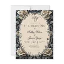 Faire-part de mariage floral romantique noir intem