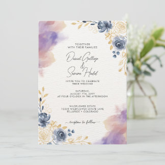 Faire-part de mariage floral romantique Pastel