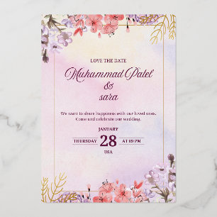 Faire-part de mariage floral romantique – Pâte élé