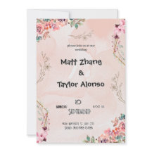 Faire-part de mariage floral rose