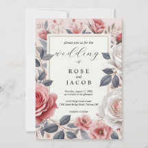 Faire-part de mariage floral Rose