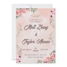 Faire-part de mariage floral rose