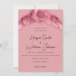 faire-part de mariage floral rose