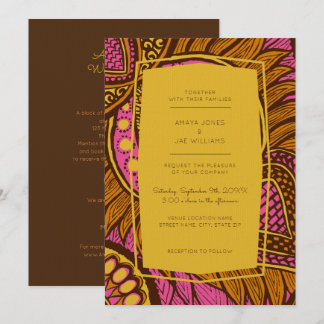 Faire-part de mariage Floral rose Ankara africain
