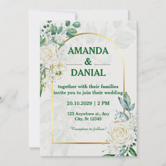 Faire-part de mariage floral Rose blanche à Arche