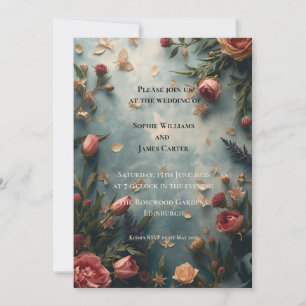 Faire-part de mariage floral Rose Bohème de jardin