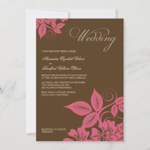 Faire-part de mariage floral rose/Brown moderne