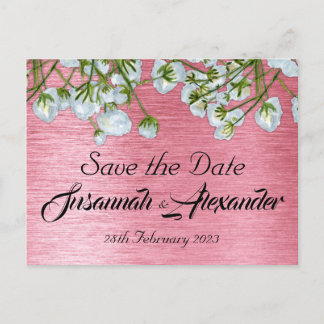 Faire-part de mariage floral rose et blanc moderne