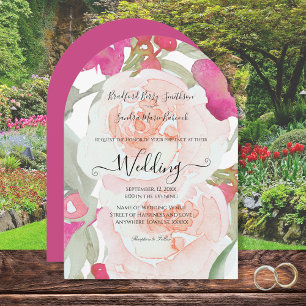 Faire-part de mariage floral rose et vert Sage