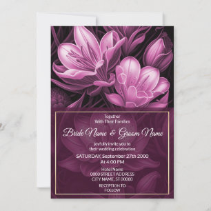 Faire-part de mariage floral rose magenta