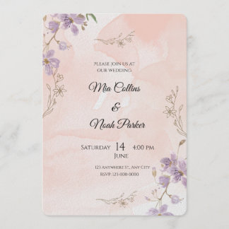 Faire-part de mariage floral rose – Modèle élégant
