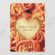 Faire-part de mariage Floral Rose orange