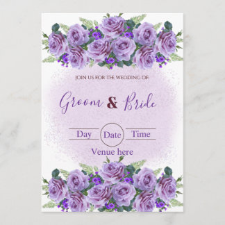 Faire-part de mariage floral rose pourpre romantiq