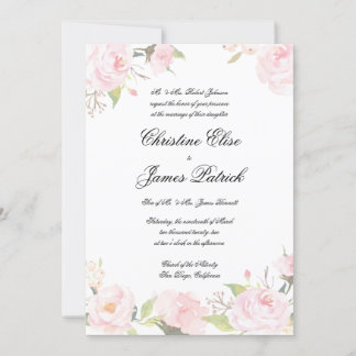 Faire-part de mariage floral rose romantique
