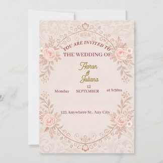 Faire-part de mariage floral rose rose romantique
