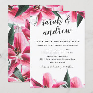 Faire-part de mariage floral rose Stargazer Lily