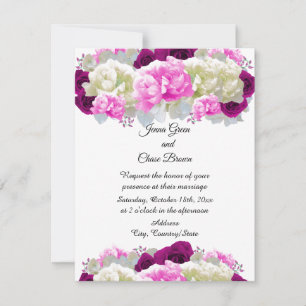 Faire-part de mariage floral Roses et Pivoines Ros