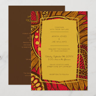 Faire-part de mariage Floral Rouge Ankara d'Afriqu