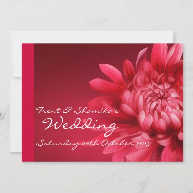 faire-part de mariage floral rouge + RSVP (Devant)