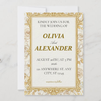 Faire-Part de Mariage Floral Royal Luxe