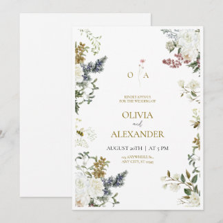 Faire-part de mariage floral rustique