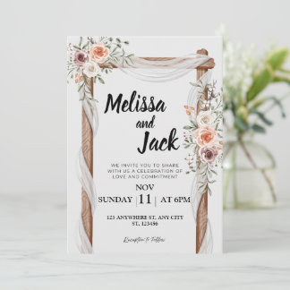 Faire-part de mariage floral rustique