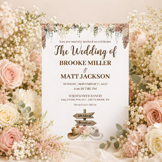 Faire-part de mariage floral rustique à voix douce