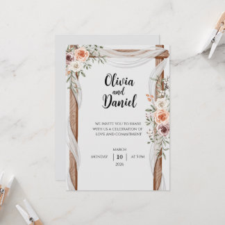 Faire-part de mariage floral rustique avec arche e