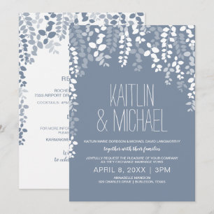 Faire-part de mariage floral rustique (bleu foncé)