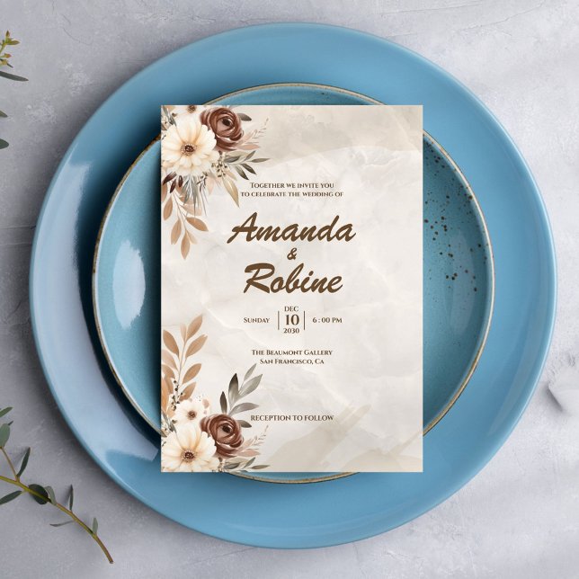 Faire-part de mariage Floral Rustique moderne (Créateur téléchargé)