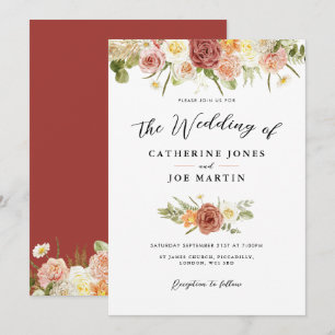 Faire-part de mariage Floral Rustique Terre