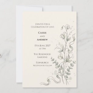 Faire-part de mariage floral séché Herbe de la Pam