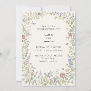 Faire-part de mariage floral séché Herbe de la Pam