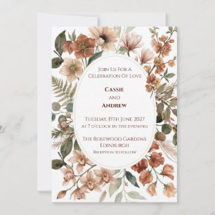 Faire-part de mariage floral séché Herbe des Pampa
